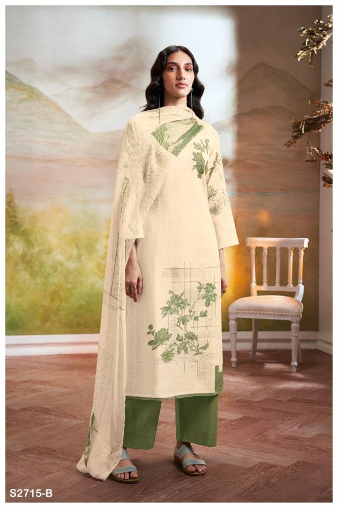 Nainika 2715 By Ganga Linen Printed Premium Cotton Dress Material Wholesale Shop In Surat